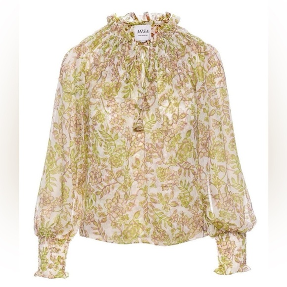 MISA Los Angeles Clio Top in Green Goddess. - Picture 3 of 12